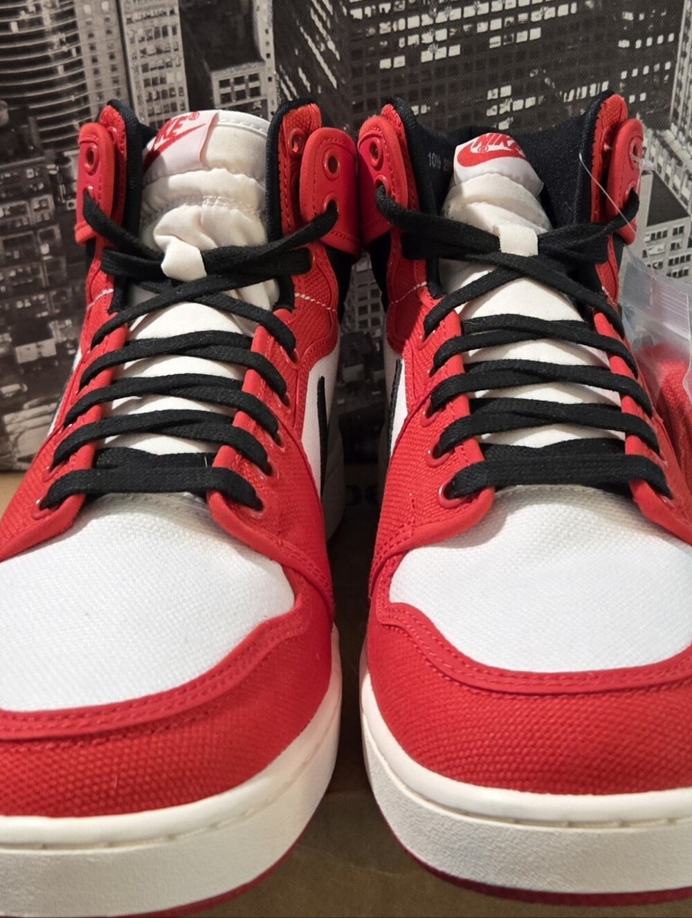 Jordan Nike Red, White & Black Mid-Top Sneakers